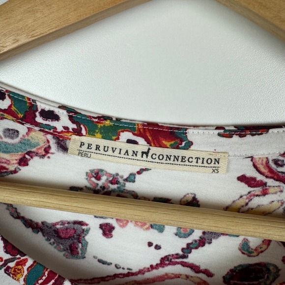 Peruvian Connection Goa Tunic in Pearl Sz XS Dress Floral Colorful Boho Festival - Picture 7 of 12